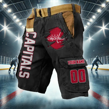 LIMITED EDITION - NEW CUSTOMIZED NHL10 WCP WASHINGTON CAPITALS CARGO SHORTS
