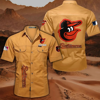 LIMITED EDITION - NEW CUSTOMIZED MLB25 BOS BALTIMORE ORIOLES MEN'S CARGO SHIRT