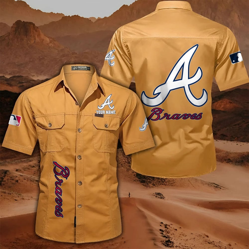 LIMITED EDITION - NEW CUSTOMIZED MLB09 ABS ATLANTA BRAVES MEN'S CARGO SHIRT
