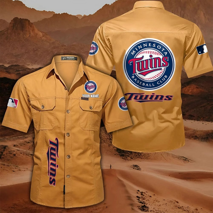 LIMITED EDITION - NEW CUSTOMIZED MLB22 MTS MINNESOTA TWINS MEN'S CARGO SHIRT