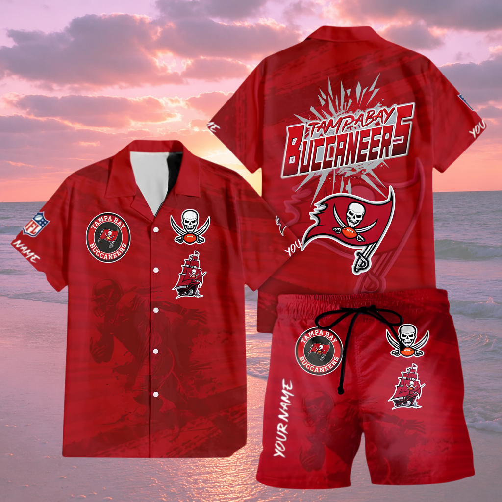 LIMITED EDITION  - NEW CUSTOMIZED NFL10 TBB TAMPA BAY BUCCANEERS UNISEX HAWAIIAN SHIRT & SHORTS SET