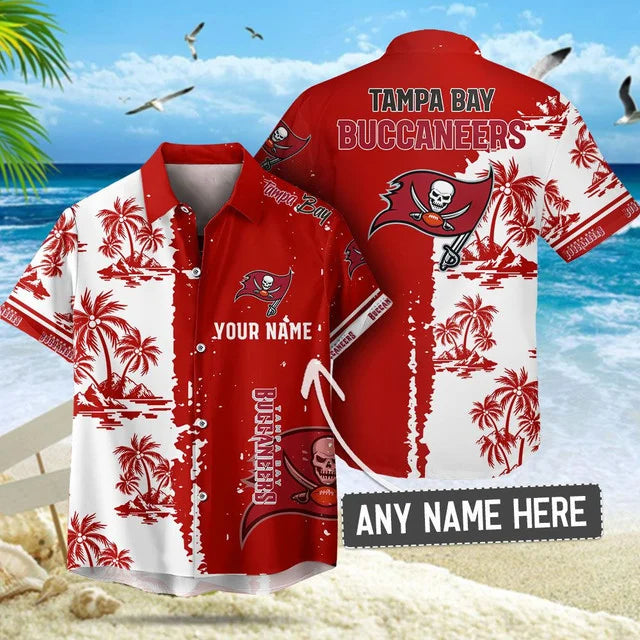 LIMITED EDITION - NEW CUSTOMIZED NFL10 TBB TAMPA BAY BUCCANEERS UNISEX HAWAIIAN SHIRT & SHORTS SET