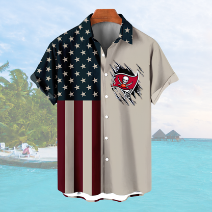 LIMITED EDITION - NEW CUSTOMIZED NFL10 TBB TAMPA BAY BUCCANEERS PATRIOTIC 250 USA HAWAIIAN SHIRT