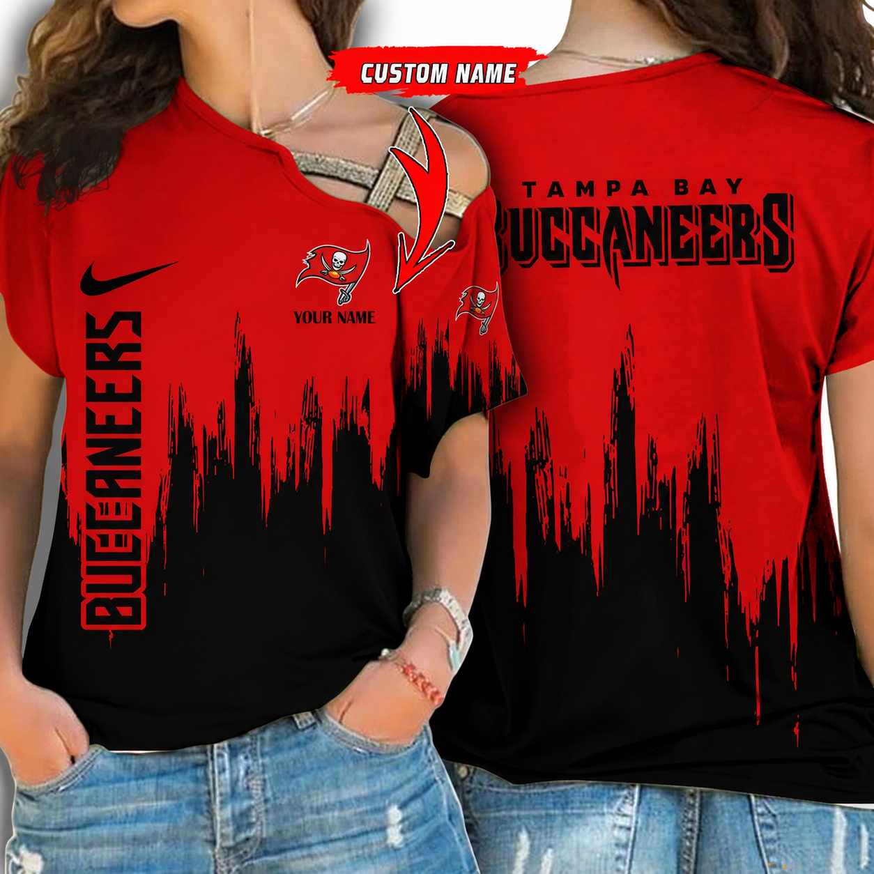 [SPECIAL OFFER] NEW CUSTOMIZED NFL10 TBB TAMPA BAY BUCCANEERS SHOULDER SHIRT