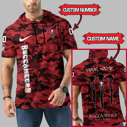 LIMITED EDITION - NEW CUSTOMIZED NFL10 TBB TAMPA BAY BUCCANEERS SHORT SLEEVE HOODIE