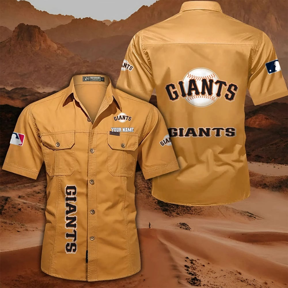 LIMITED EDITION - NEW CUSTOMIZED MLB06 SFG SAN FRANCISCO GIANTS MEN'S CARGO SHIRT