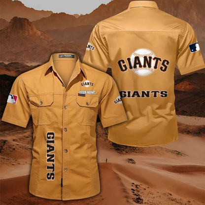 LIMITED EDITION - NEW CUSTOMIZED MLB06 SFG SAN FRANCISCO GIANTS MEN'S CARGO SHIRT