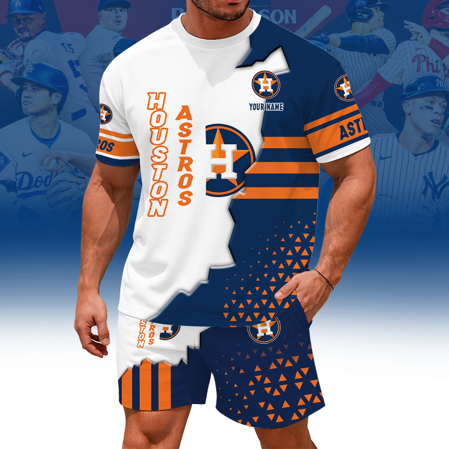 LIMITED EDITION - NEW CUSTOMIZED MLB10 HAS HOUSTON ASTROS UNISEX T-SHIRT & SHORTS SET