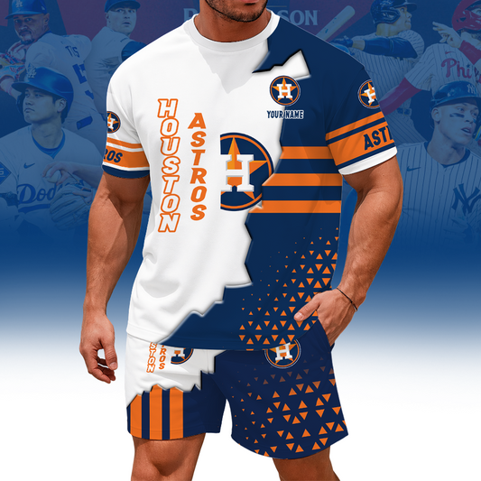 LIMITED EDITION - NEW CUSTOMIZED MLB10 HAS HOUSTON ASTROS UNISEX T-SHIRT & SHORTS SET