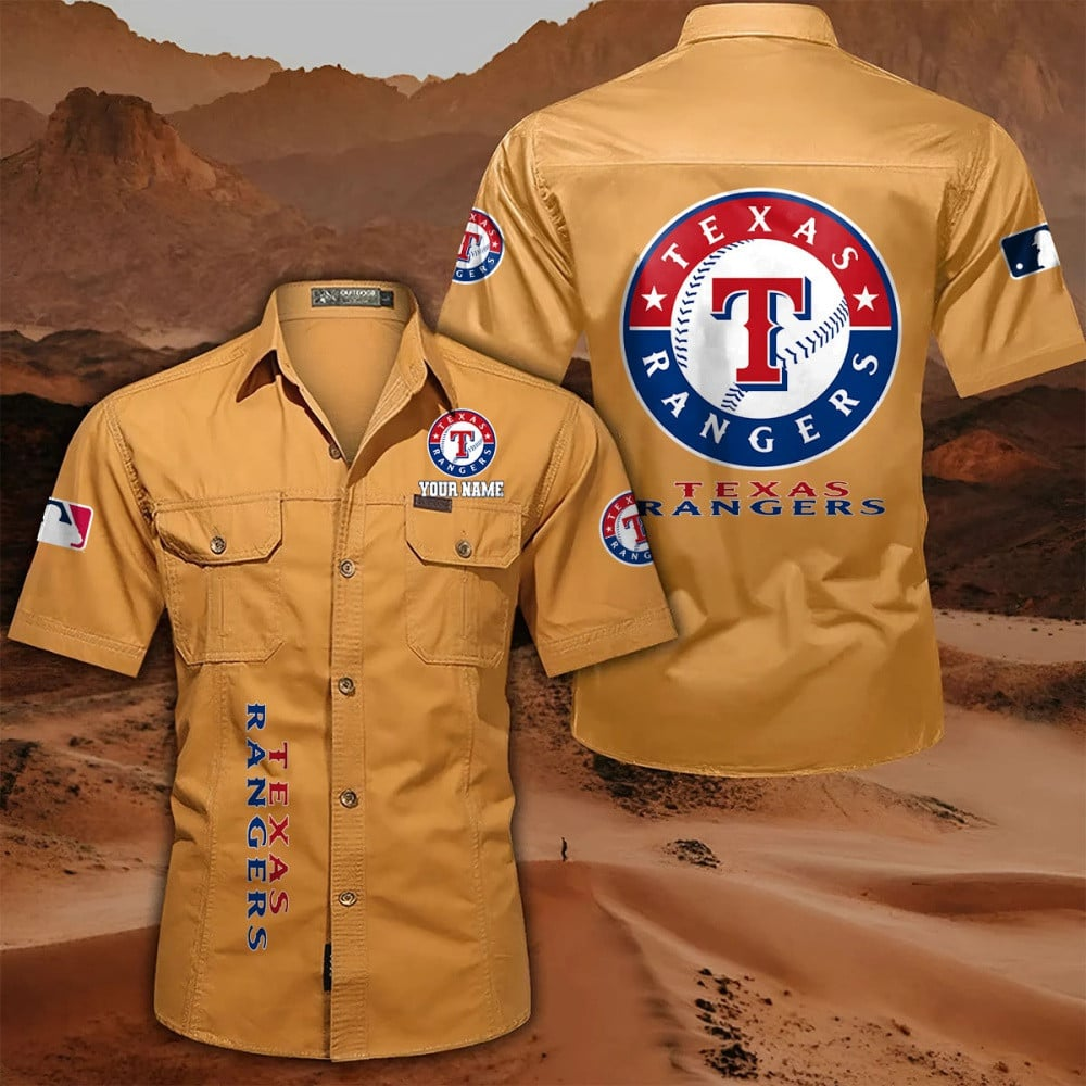LIMITED EDITION - NEW CUSTOMIZED MLB08 TRS TEXAS RANGERS MEN'S CARGO SHIRT