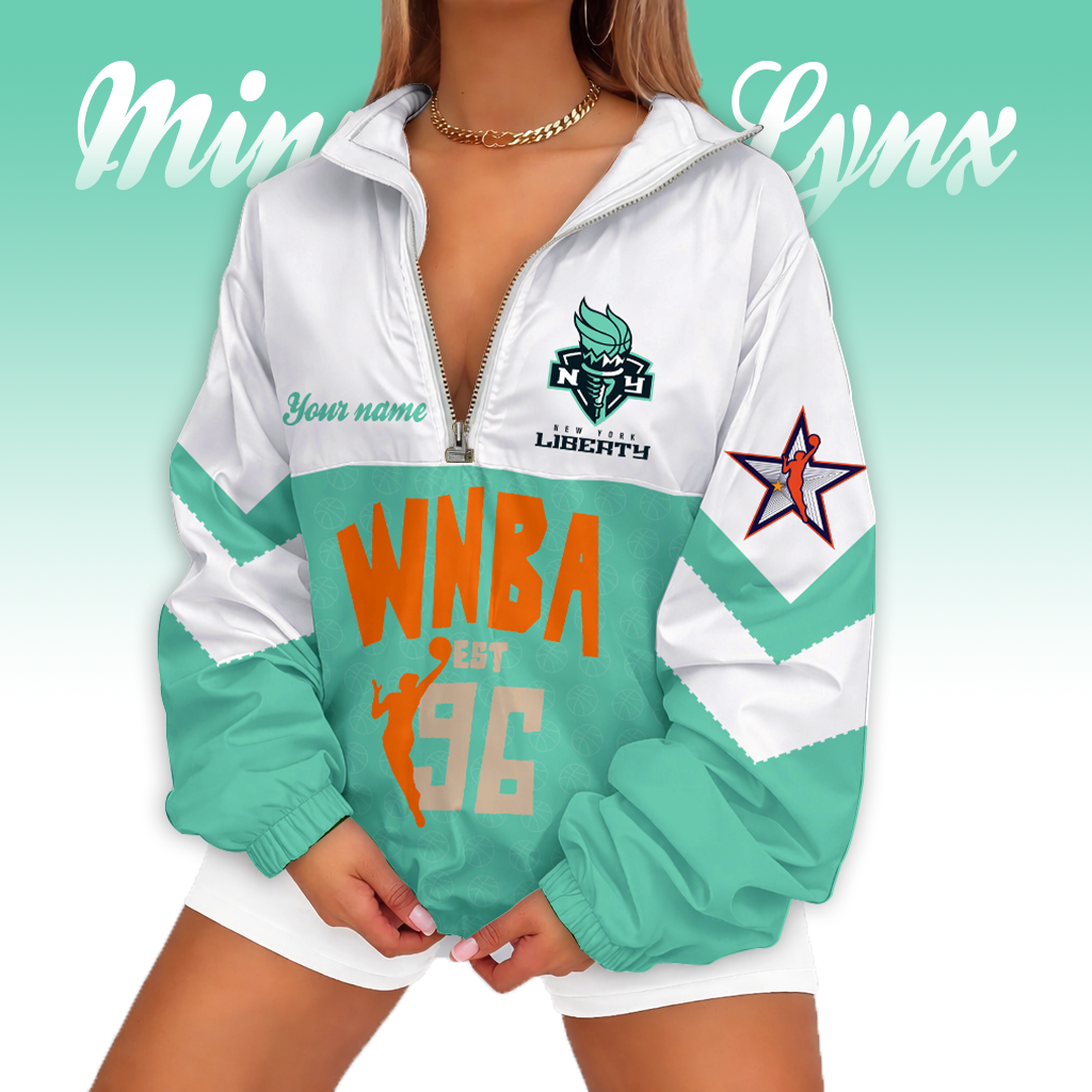 LIMITED EDITION - NEW CUSTOMIZED WNBA10 NYL NY LIBERTY V-NECK ZIPPER SWEATSHIRT JACKET