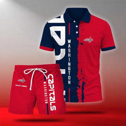 LIMITED EDITION - NEW CUSTOMIZED NHL10 WCP WASHINGTON CAPITALS POLO & SHORT PANTS SET