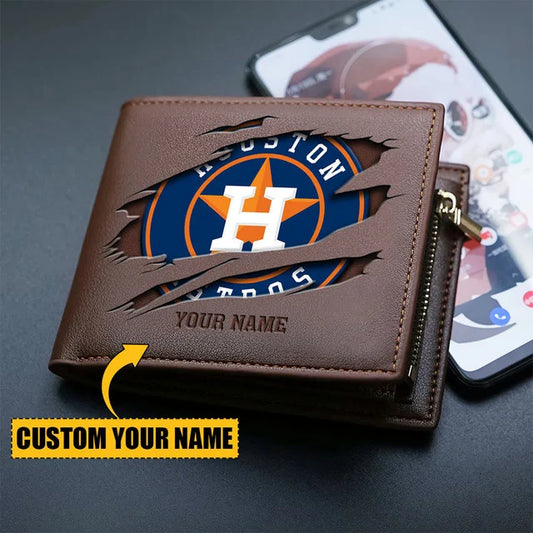 LIMITED EDITION - NEW CUSTOMIZEDMLB10 HAS HOUSTON ASTROS LEATHER WALLET