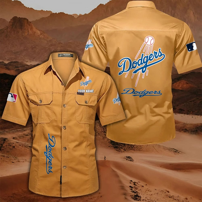 LIMITED EDITION - NEW CUSTOMIZED MLB02 LAD LOS ANGELES DODGERS MEN'S CARGO SHIRT