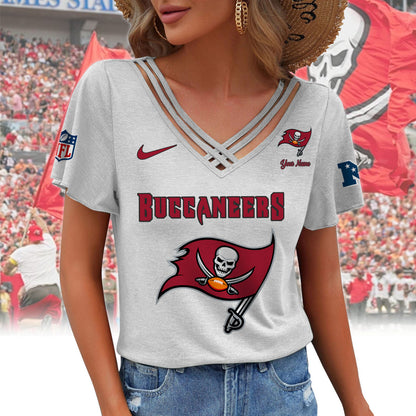 [SPECIAL OFFER] NEW CUSTOMIZED NFL10 TBB TAMPA BAY BUCCANEERS V-NECK SHIRT