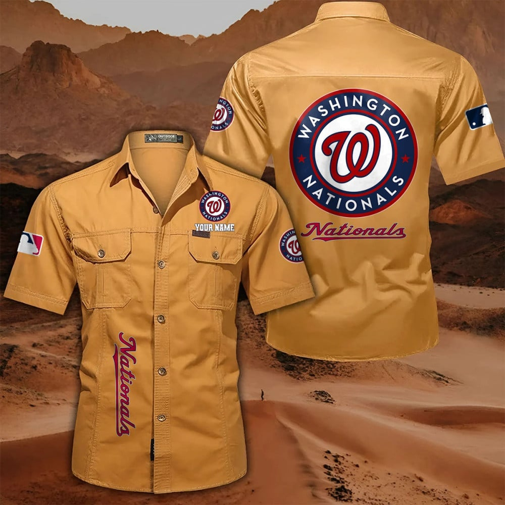 LIMITED EDITION - NEW CUSTOMIZED MLB28 WNS WASHINGTON NATIONALS MEN'S CARGO SHIRT