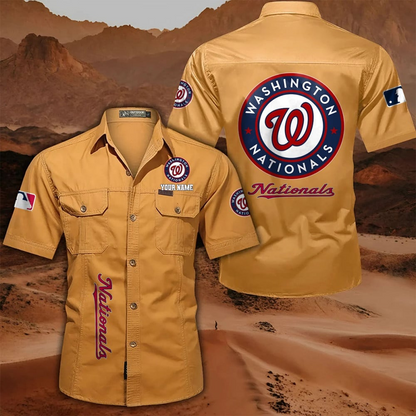 LIMITED EDITION - NEW CUSTOMIZED MLB28 WNS WASHINGTON NATIONALS MEN'S CARGO SHIRT