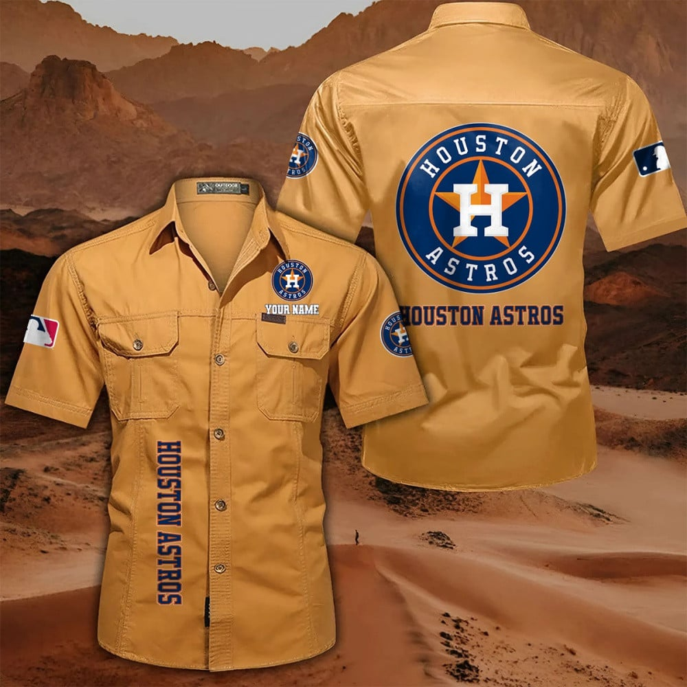 LIMITED EDITION - NEW CUSTOMIZED MLB10 HAS HOUSTON ASTROS MEN'S CARGO SHIRT