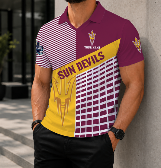 LIMITED EDITION - NEW CUSTOMIZED NCAA MFF11 ASS ARIZONA STATE SUN DEVILS POLO SHIRT