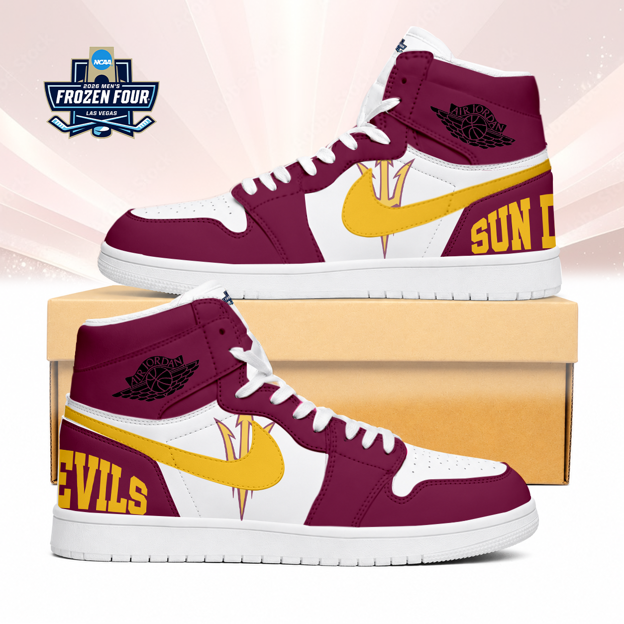 LIMITED EDITION - NEW CUSTOMIZED NCAA MFF11 ASS ARIZONA STATE SUN DEVILS AIR JORDAN SNEAKERS
