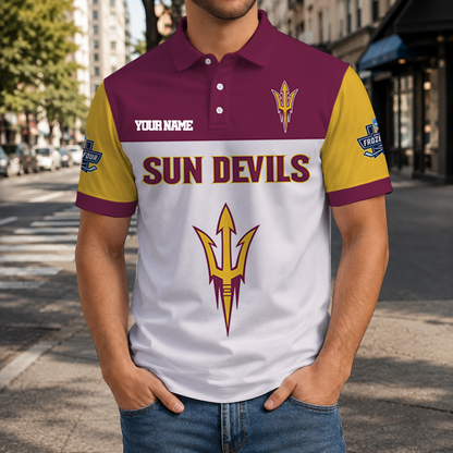 EXCLUSIVE EDITION - NEW CUSTOMIZED NCAA MFF11 ASS ARIZONA STATE SUN DEVILS POLO SHIRT, ZIP POLO SHIRT & T-SHIRTS