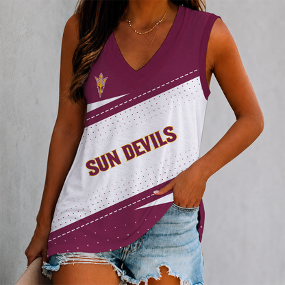 ELITE EDITION - NEW CUSTOMIZED NCAA MFF11 ASS ARIZONA STATE SUN DEVILS WOMEN'S V-NECK TANK TOP