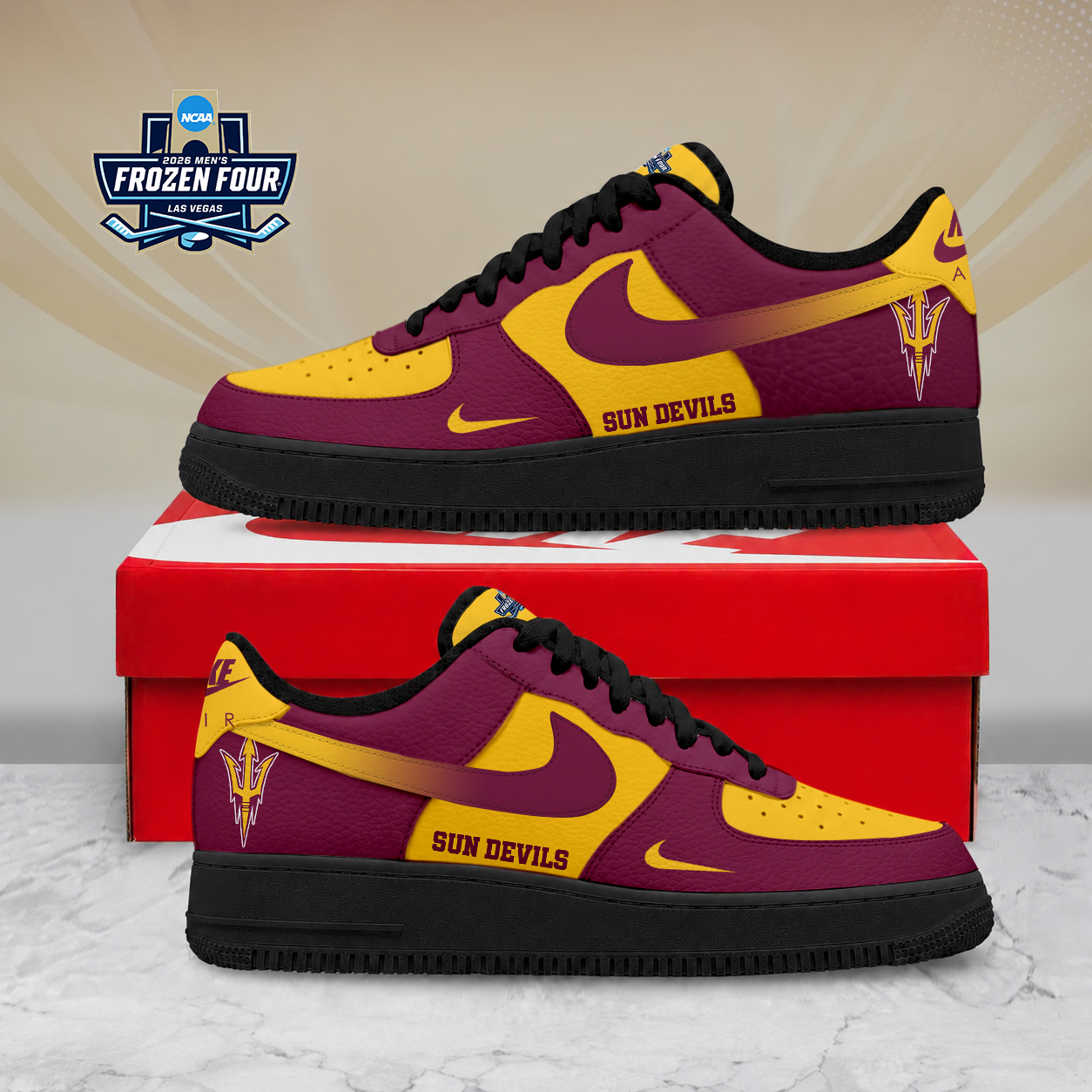 LIMITED EDITION - NEW CUSTOMIZED NCAA MFF11 ASS ARIZONA STATE SUN DEVILS AF1 SHOES