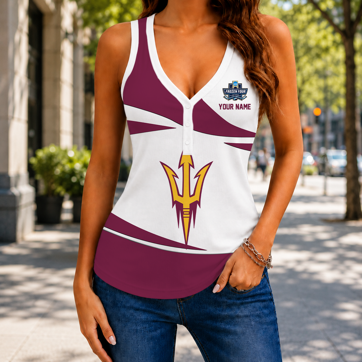 LIMITED EDITION - NEW CUSTOMIZED NCAA MFF11 ASS ARIZONA STATE SUN DEVILS WOMEN'S V-NECK TANK TOP