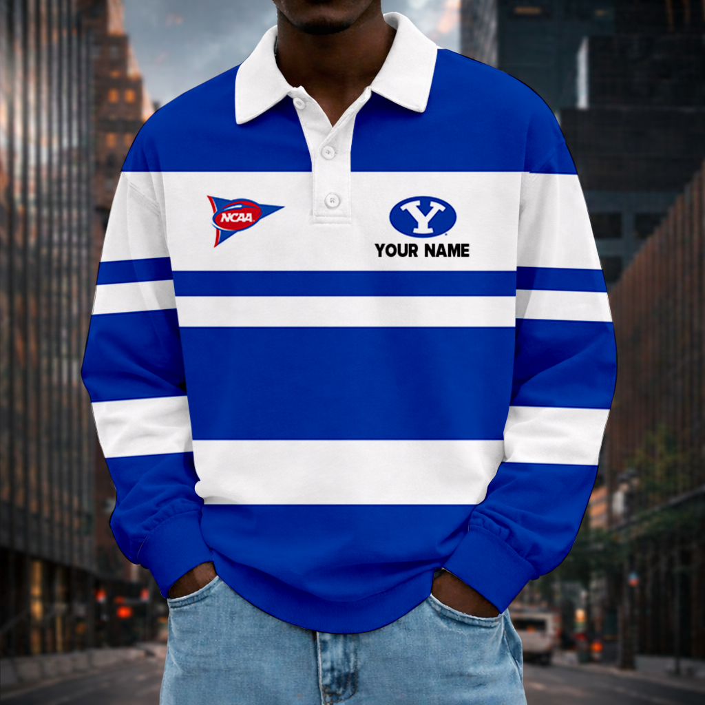 LIMITED EDITION - NEW CUSTOMIZED NCAA FBS11 BYU BYU COUGARS UNISEX LONG SLEEVE POLO