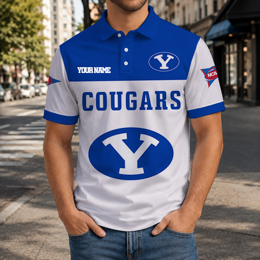 EXCLUSIVE EDITION - NEW CUSTOMIZED NCAA FBS11 BYU BYU COUGARS POLO SHIRT, ZIP POLO SHIRT & T-SHIRTS
