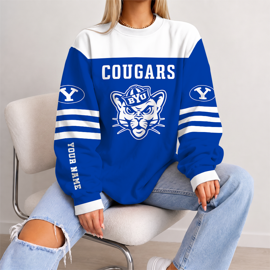 [FAN FAVORITE] NEW CUSTOMIZED NCAA FBS11 BYU BYU COUGARS UNISEX SWEATSHIRT