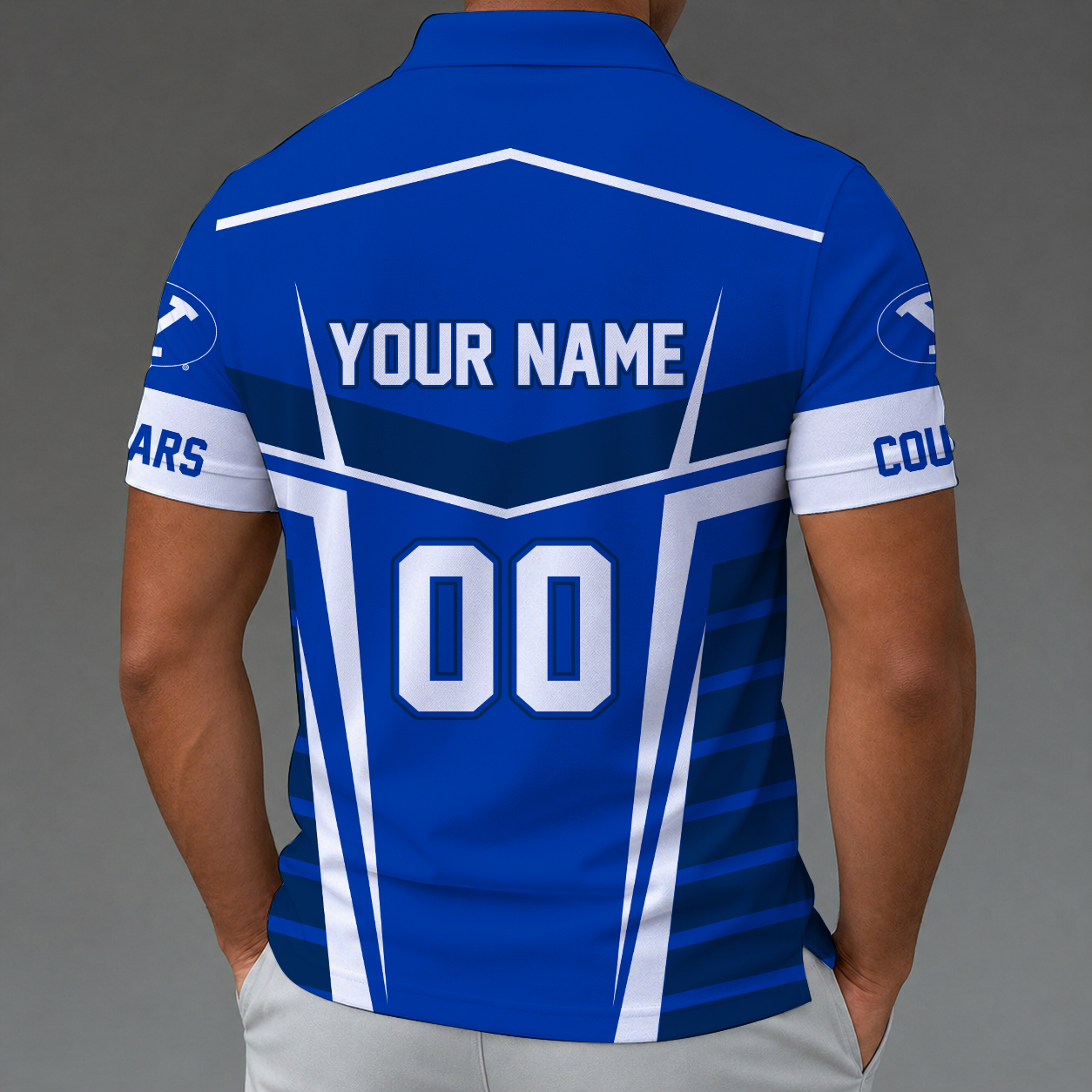 [FAN FAVORITE] NEW CUSTOMIZED NCAA FBS11 BYU BYU COUGARS POLO SHIRT