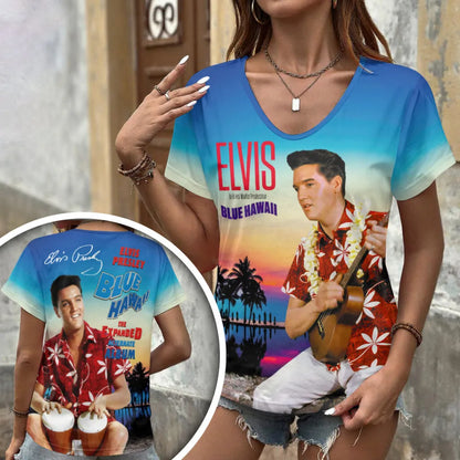 [FAN FAVORITE] NEW CUSTOMIZED ELVIS PRESLEY V-NECK FEMALE SHIRT
