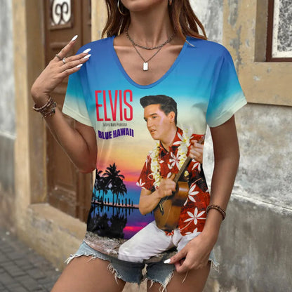 [FAN FAVORITE] NEW CUSTOMIZED ELVIS PRESLEY V-NECK FEMALE SHIRT