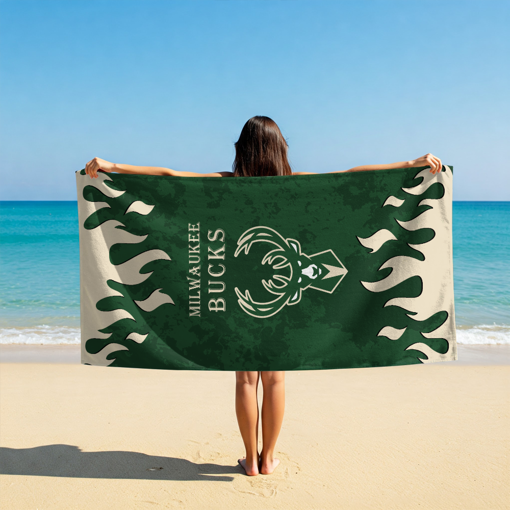 LIMITED EDITION - NEW CUSTOMIZED NBA11 MBU MILWAUKEE BUCKS BEACH TOWEL FOR FAN