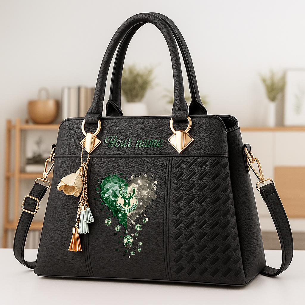 LIMITED EDITION - NEW CUSTOMIZED NBA11 MBU MILWAUKEE BUCKS ZIP HANDBAG MULTICOLOR