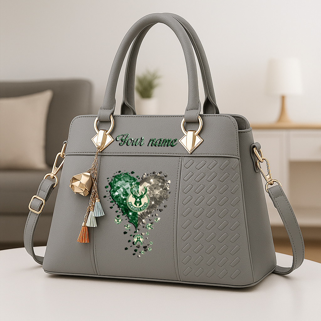 LIMITED EDITION - NEW CUSTOMIZED NBA11 MBU MILWAUKEE BUCKS ZIP HANDBAG MULTICOLOR