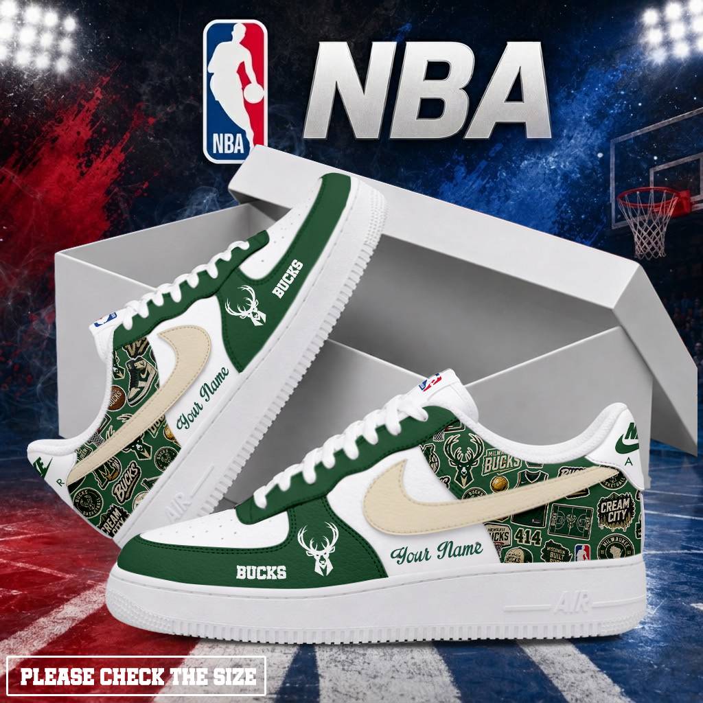 LIMITED EDITION - NEW CUSTOMIZED NBA11 MBU MILWAUKEE BUCKS AF1 SHOES