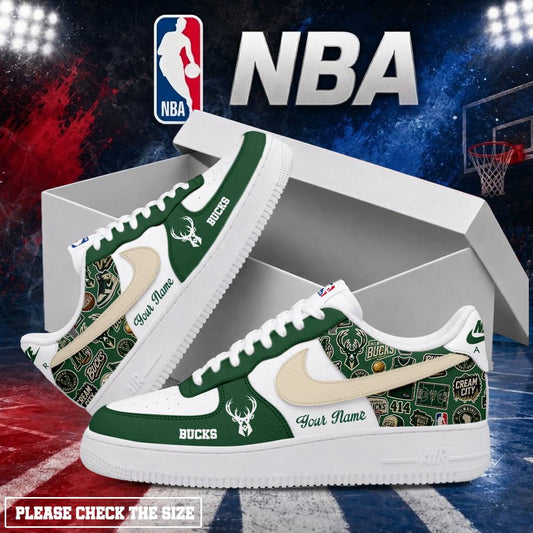 LIMITED EDITION - NEW CUSTOMIZED NBA11 MBU MILWAUKEE BUCKS AF1 SHOES