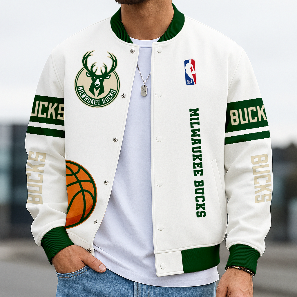 LIMITED EDITION - NEW CUSTOMIZED NBA11 MB MILWAUKEE BUCKS BASEBALL JACKET
