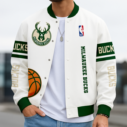 LIMITED EDITION - NEW CUSTOMIZED NBA11 MB MILWAUKEE BUCKS BASEBALL JACKET
