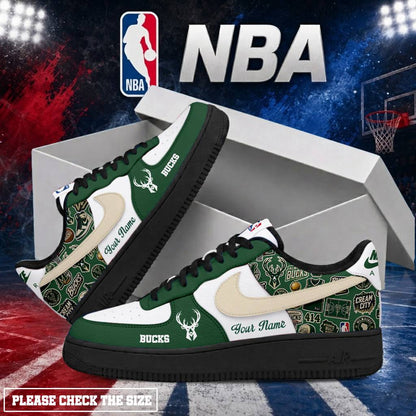 LIMITED EDITION - NEW CUSTOMIZED NBA11 MBU MILWAUKEE BUCKS AF1 SHOES