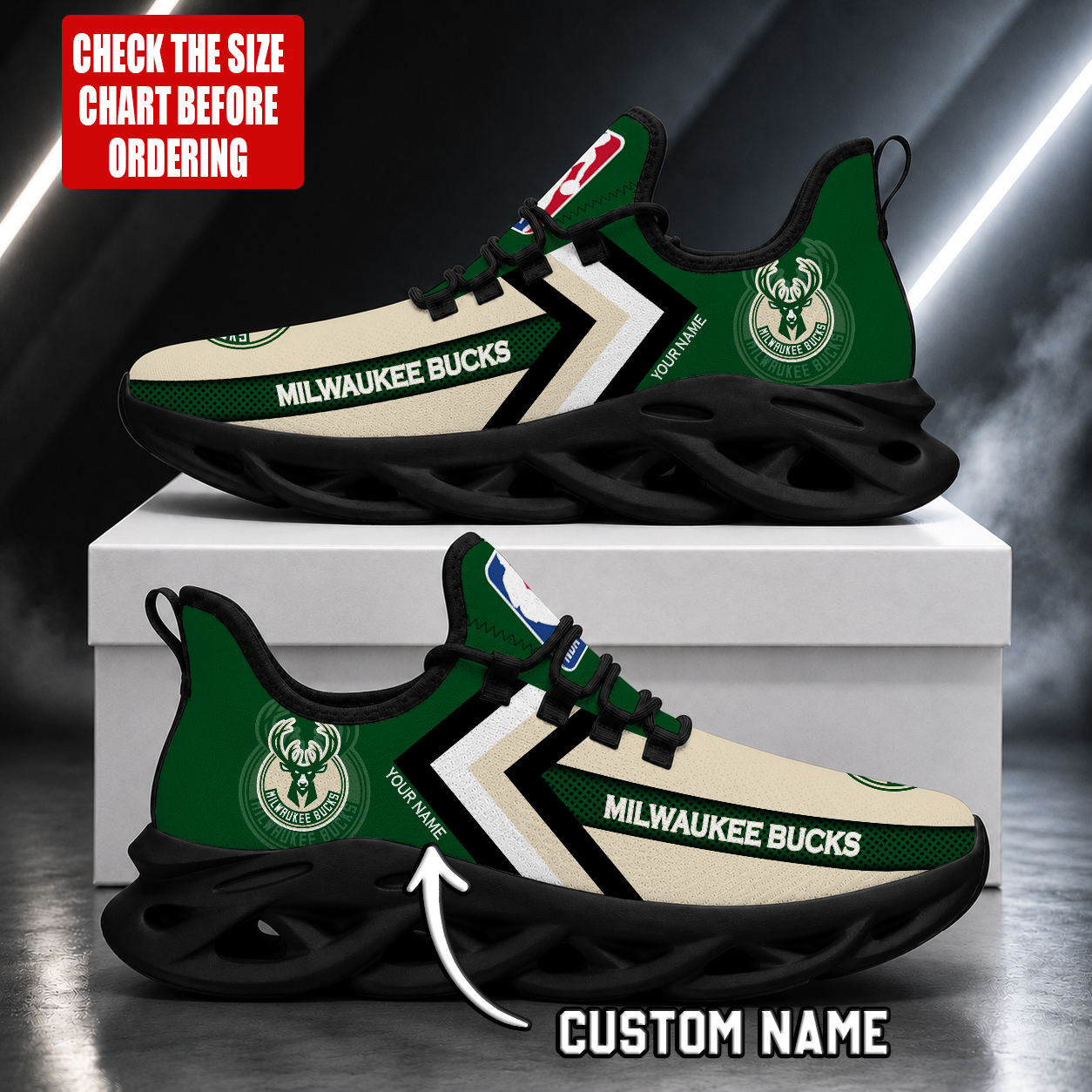 FINAL SALE - NEW CUSTOMIZED NBA11 MBU MILWAUKEE BUCKS MAX SOUL SHOES