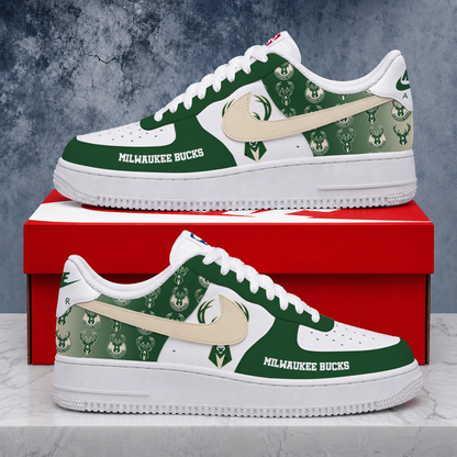 LIMITED EDITION - NEW CUSTOMIZED NBA11 MBU MILWAUKEE BUCKS AF1 SNEAKERS