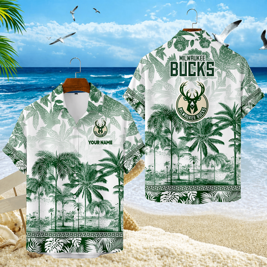 FINAL CLEARANCE - NEW CUSTOMIZED NBA11 MBU MILWAUKEE BUCKS UNISEX HAWAIIAN SHIRT