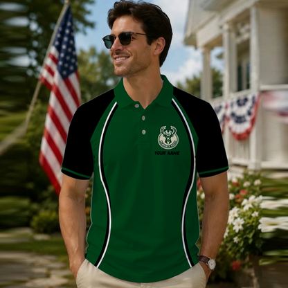[HOT DEAL] NEW CUSTOMIZED NBA11 MBU MILWAUKEE BUCKS POLO SHIRT