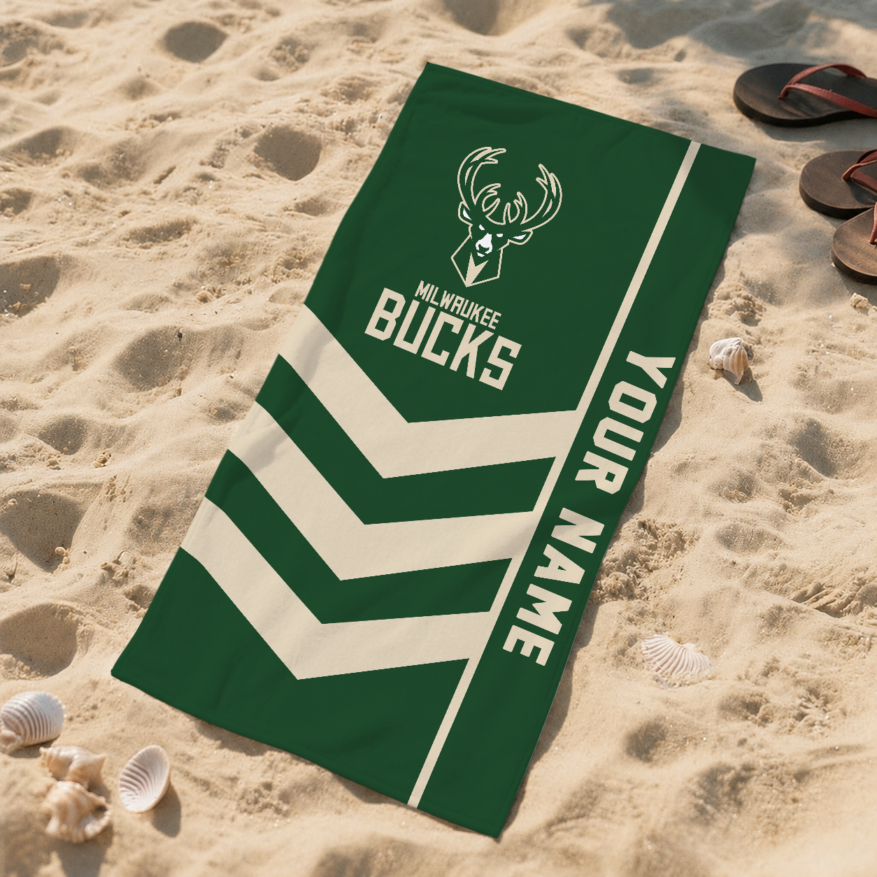 LIMITED EDITION - NEW CUSTOMIZED NBA11 MBU MILWAUKEE BUCKS BEACH TOWEL FOR FAN