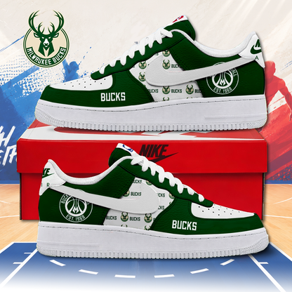 LIMITED EDITION - NEW CUSTOMIZED NBA11 MBU MILWAUKEE BUCKS AF1 SNEAKERS