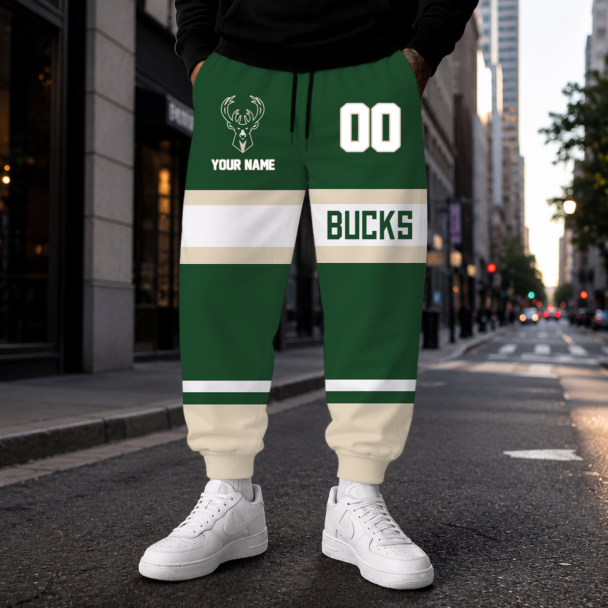 ELITE EDITION - NEW CUSTOMIZED NBA11 MBU MILWAUKEE BUCKS SWEATPANTS
