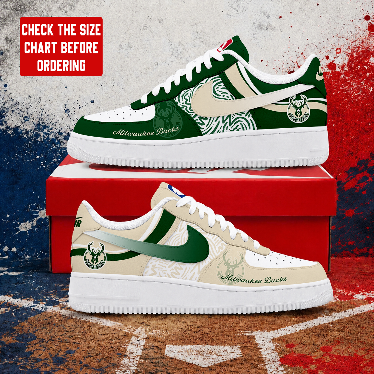 VIRAL EDITION - NEW CUSTOMIZED NBA11 MBU MILWAUKEE BUCKS AF1 SNEAKERS